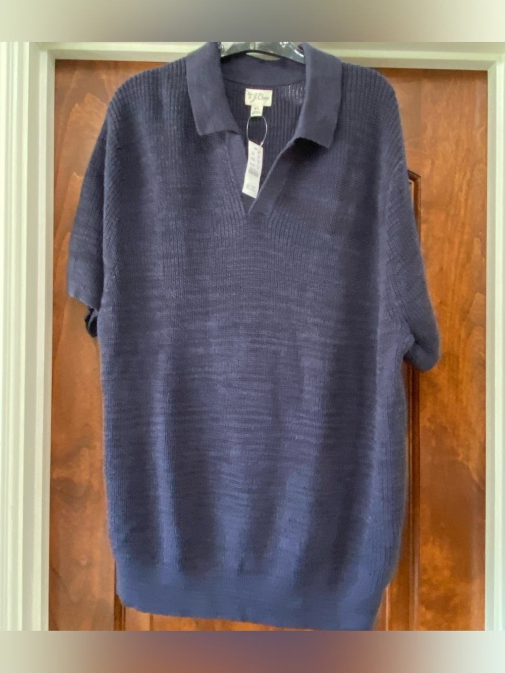 J. Crew Short-sleeve linen-cotton blend johnny-collar sweater-polo Sz XL CG332